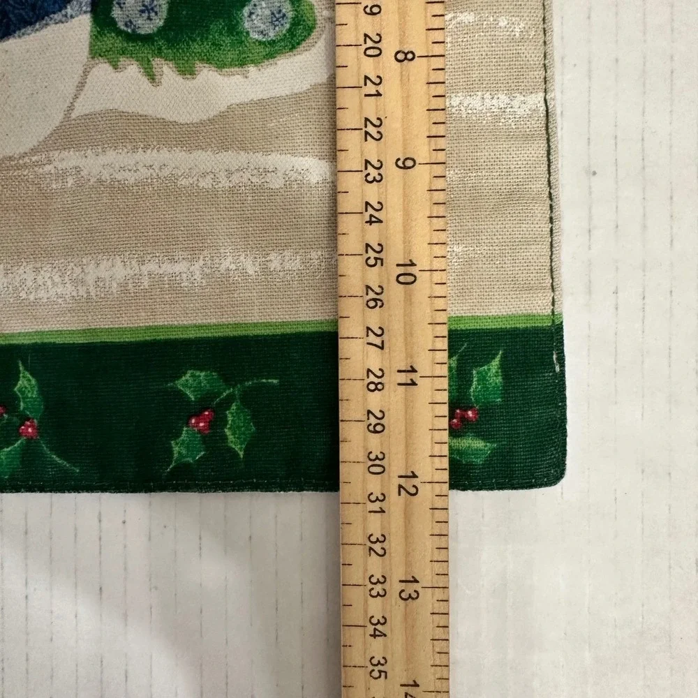 Placemat Set Green Snowman Tapestry Winter Holiday 6pc Cabin‎ Core